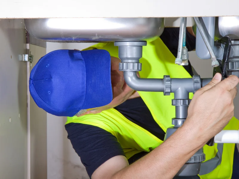 fontanero urgente en mahon realizando una reparación de averia en lavabo